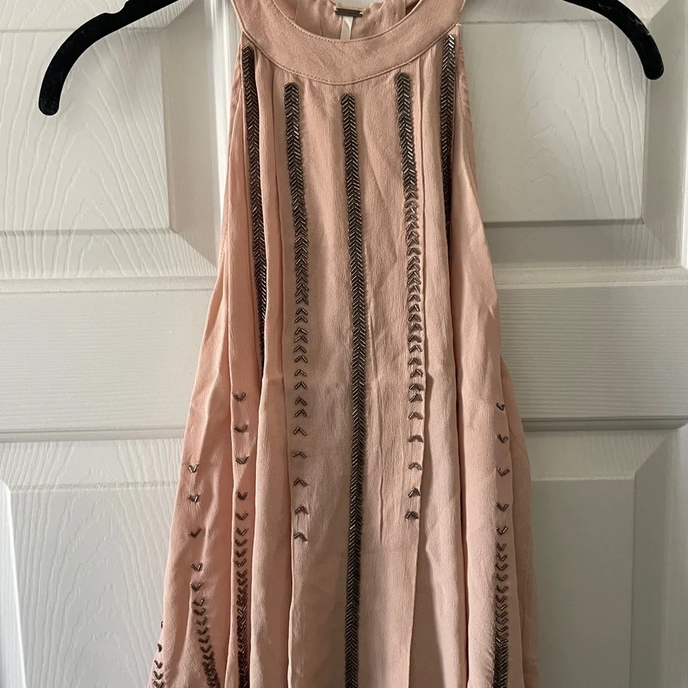 Free People Cream Embellished Tank Top